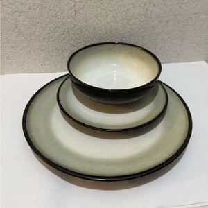 Sango Nova Black White Gray Drip Glaze dinner 11” ,Salad  8”Plates & bowl 6.5”
